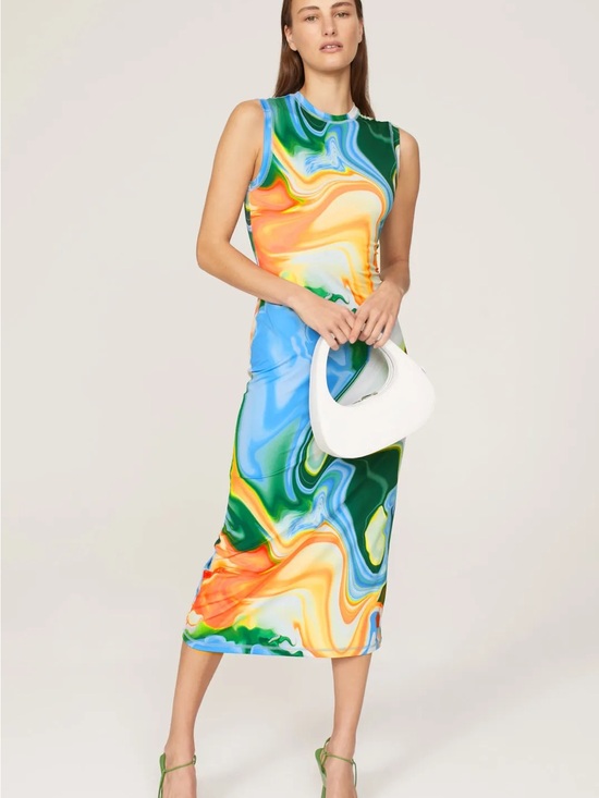 STINE GOYA Dresses & Skirts - STINE GOYA Danya Multicolor Marble-Print Bodycon Midi Dress Size M/L
